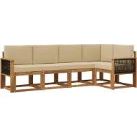 vidaXL Buiten bank set 5 st Natuurlijk en Beige Polyester