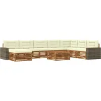 vidaXL Buiten bank set 9 st Natuurlijk en Crème Massief Acacia Hout