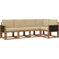 vidaXL Buiten bank set 5 st Natuurlijk en Beige Polyester