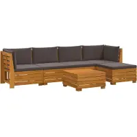 vidaXL Buiten bank set met kussen 6 Stuk Bruin Massief Acacia Hout