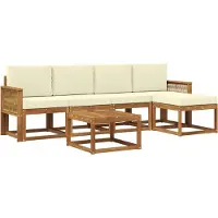 vidaXL Buiten bank set 6 st Natuurlijk en Crème Polyester