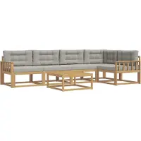 vidaXL Buiten bank set 6 st Wit en Lichtgrijs Polyester