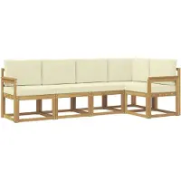 vidaXL Buiten bank set 5 st Wit en crèmekleurig