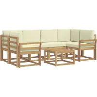vidaXL Buiten bank set 7 st Wit en crèmekleurig