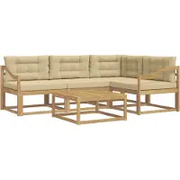 vidaXL Buiten bank set 5 st Wit en Beige Polyester