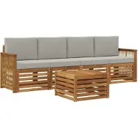 vidaXL Buiten bank set 5 st Naturel en lichtgrijs Massief Acacia Hout