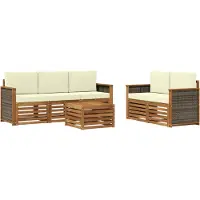 vidaXL Buiten bank set 6 st Natuurlijk en Crème Massief Acacia Hout