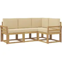 vidaXL Buiten bank set 4 st Wit en Beige
