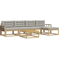 vidaXL Buiten bank set 6 st Wit en Lichtgrijs Polyester