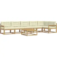 vidaXL Buiten bank set 7 st Wit en crèmekleurig Polyester