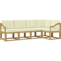 vidaXL Buiten bank set 5 st Wit en crèmekleurig
