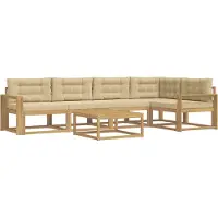 vidaXL Buiten bank set 6 st Wit en Beige Polyester