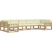 vidaXL Buiten bank set met kussen 7 pcs Wit en crèmekleurig