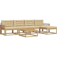 vidaXL Buiten bank set 6 st Wit en Beige Polyester