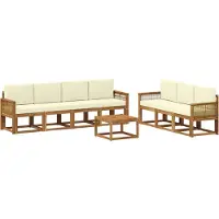 vidaXL Buiten bank set 8 st Natuurlijk en Crème Polyester