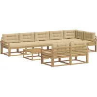 vidaXL Buiten bank set 9 st Wit en Beige Polyester