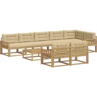 vidaXL Buiten bank set 9 st Wit en Beige Polyester