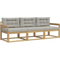 vidaXL Buiten bank set 3 st Wit en Lichtgrijs Polyester
