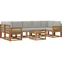 vidaXL Buiten bank set 8 st Naturel en lichtgrijs Polyester