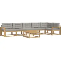 vidaXL Buiten bank set 7 st Wit en Lichtgrijs Polyester
