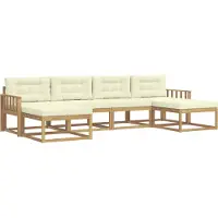 vidaXL Buiten bank set 6 st Wit en crèmekleurig