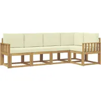 vidaXL Buiten bank set 5 st Wit en crèmekleurig