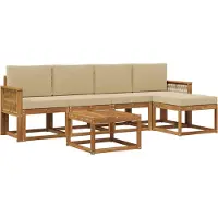 vidaXL Buiten bank set 6 st Natuurlijk en Beige Polyester