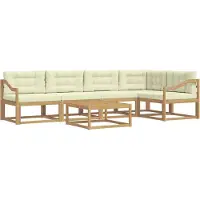 vidaXL Buiten bank set 6 st Wit en crèmekleurig Polyester