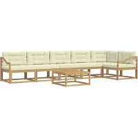 vidaXL Buiten bank set 7 st Wit en crèmekleurig Polyester