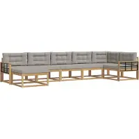 vidaXL Buiten bank set met kussen 7 pcs Wit en Lichtgrijs