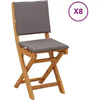 vidaXL Buiten bistrostoelen, 8 stuks, donkergrijs, massief acaciahout