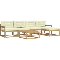vidaXL Buiten bank set 6 st Wit en crèmekleurig Polyester