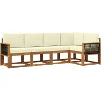 vidaXL Buiten bank set 5 st Natuurlijk en Crème Polyester