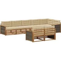 vidaXL Buiten bank set 8 st Natuurlijk en Beige