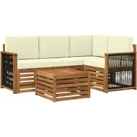 vidaXL Buiten bank set 5 st Natuurlijk en Crème Polyester