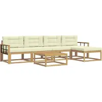 vidaXL Buiten bank set 6 st Wit en crèmekleurig Polyester