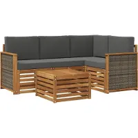 vidaXL Buiten bank set 5 pcs Natuurlijk en Antraciet 59 x 59 x 37 cm