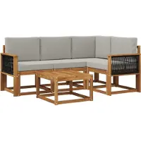 vidaXL Buiten bank set 5 st Naturel en lichtgrijs Polyester