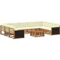 vidaXL Buiten bank set 10 st Natuurlijk en Crème Massief Acacia Hout