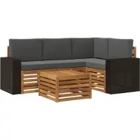 vidaXL Buiten bank set 5 st Natuurlijk en Antraciet Polyester