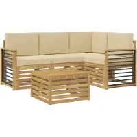 vidaXL Buiten bank set 5 st Wit en Beige Polyester