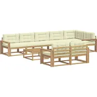 vidaXL Buiten bank set 9 st Wit en crèmekleurig Polyester
