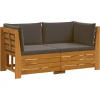 vidaXL Buiten bank set met kussen 2 Stuk Bruin Massief Acacia Hout