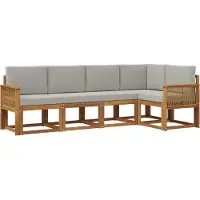 vidaXL Buiten bank set 5 pcs Naturel en lichtgrijs Polyester