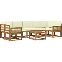 vidaXL Buiten bank set 8 st Natuurlijk en Crème Polyester