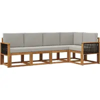 vidaXL Buiten bank set 5 st Naturel en lichtgrijs Polyester