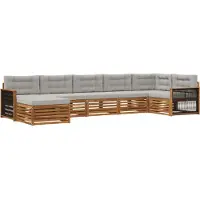 vidaXL Buiten bank set 7 st Naturel en lichtgrijs