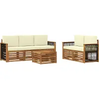 vidaXL Buiten bank set 6 st Natuurlijk en Crème Massief Acacia Hout
