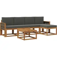 vidaXL Buiten bank set 6 st Natuurlijk en Antraciet Polyester