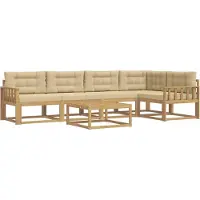vidaXL Buiten bank set 6 st Wit en Beige Polyester